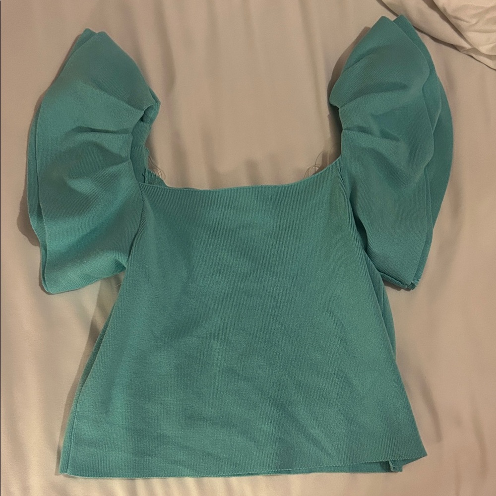 Elegant Teal Puff Sleeve Top